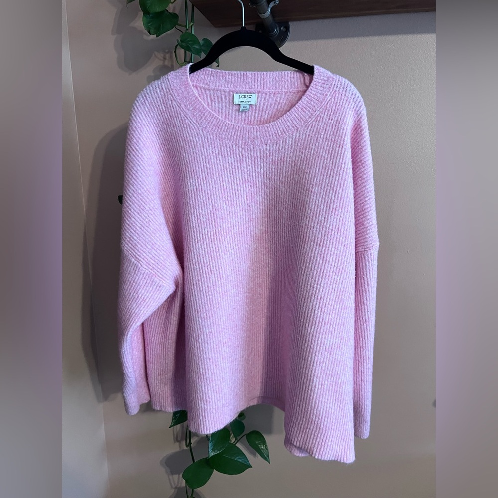 J. Crew Light Pink Ribbed Crewneck Sweater